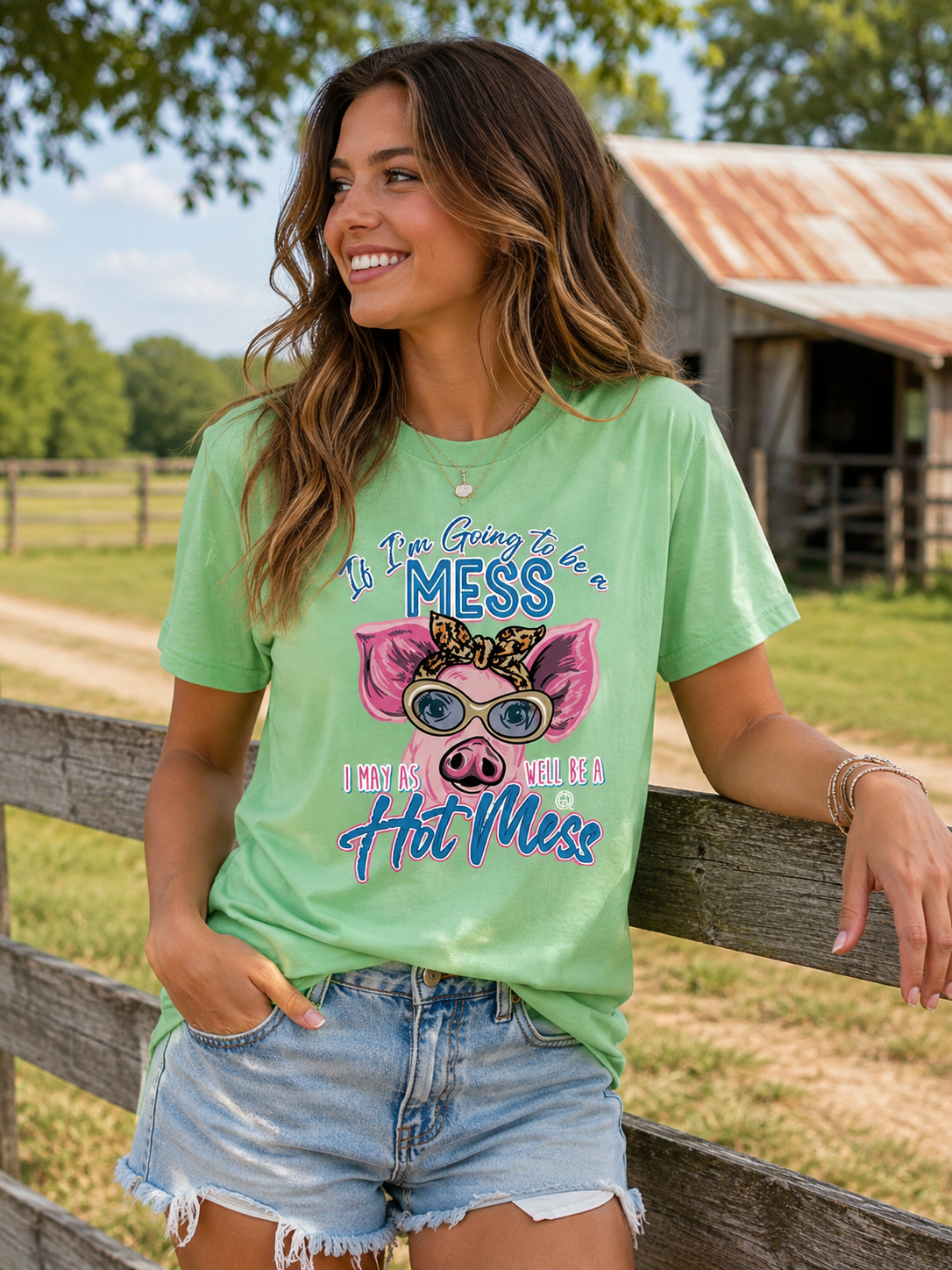 Girlie Girl Originals Hot Mess Pig - Adult & Kids T-Shirts, Sweatshirts & Hoodies apparel design preview 1