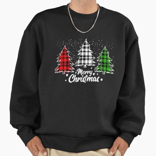 Merry Christmas Tree Buffalo Plaid Red White For Xmas - Adult & Kids T-Shirts, Sweatshirts & Hoodies apparel design preview 1