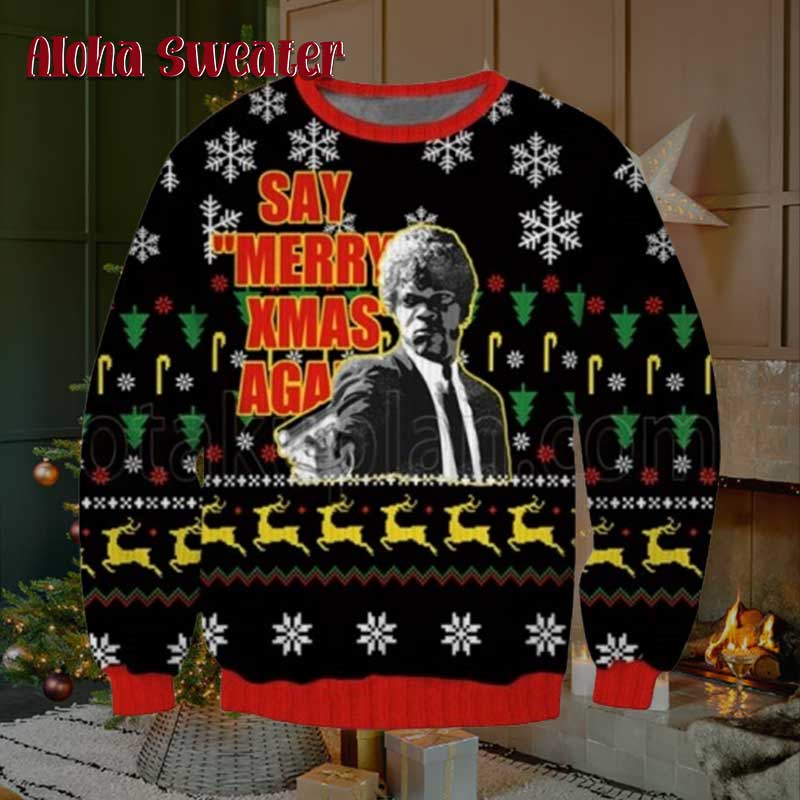 Say What Again John Pulp Fiction Ugly Christmas Sweater product image 5