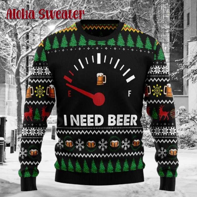 Beer Reindeer Wraped In Lights Ugly Christmas Sweater product image 3