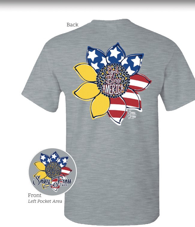 Sassy Frass God Bless America USA Sunflower - Adult & Kids T-Shirts, Sweatshirts & Hoodies apparel design preview 2