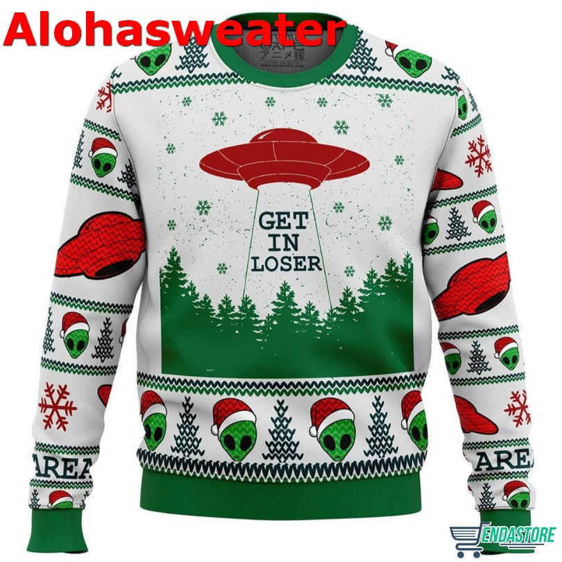 Area 51 Alien Get in Loser Ugly Christmas Sweater product image