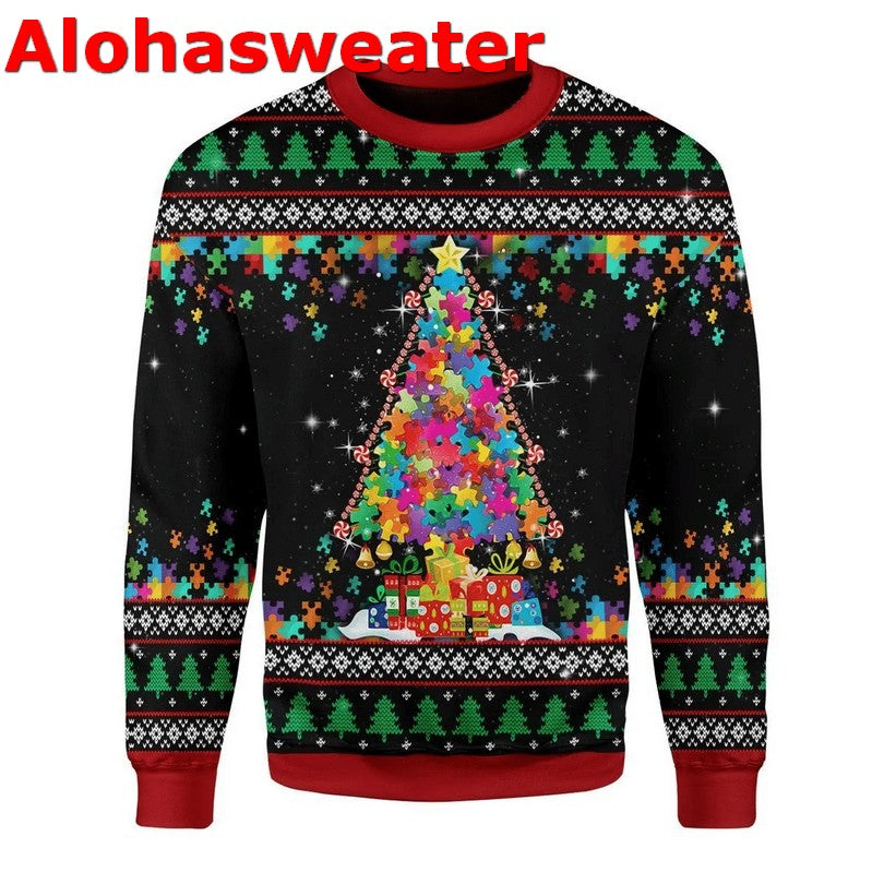 Autism Be Kind Christmas Tree Ugly Christmas Sweater product image 2