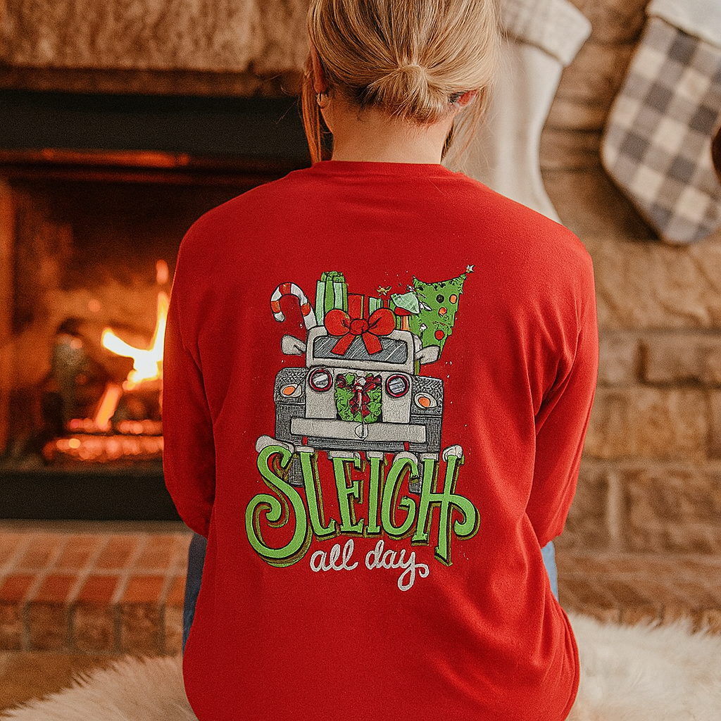 Girlie Girl Originals Sleigh All Day Christmas - Adult & Kids T-Shirts, Sweatshirts & Hoodies apparel design preview 1