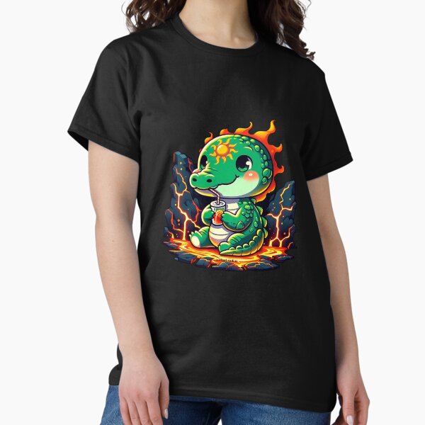 Legendary animals crocodile is drinking a soft drink. - Adult & Kids T-Shirts, Sweatshirts & Hoodies apparel design preview 1