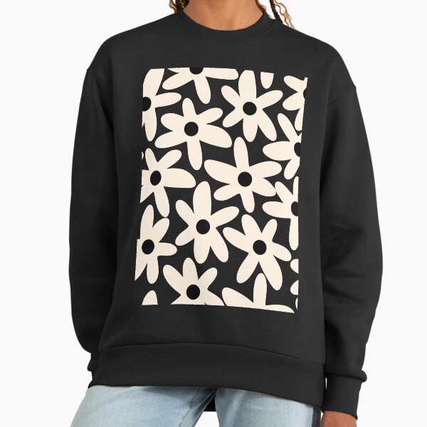 Daisy Time Black and Almond Cream Retro Scandinavian - Adult & Kids T-Shirts, Sweatshirts & Hoodies apparel design preview 1