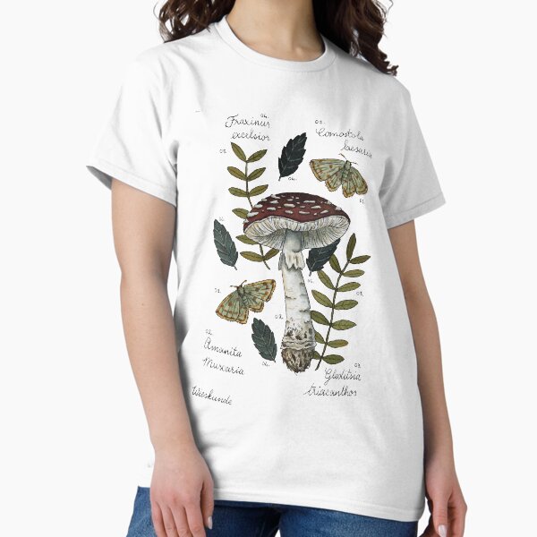 Amanita Muscaria with moths and leaves botanical - Adult & Kids T-Shirts, Sweatshirts & Hoodies apparel design preview 1