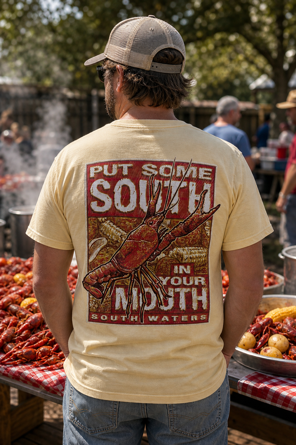 South Waters Put Some in Your Mouth Crawfish Comfort - Adult & Kids T-Shirts, Sweatshirts & Hoodies apparel design preview 1