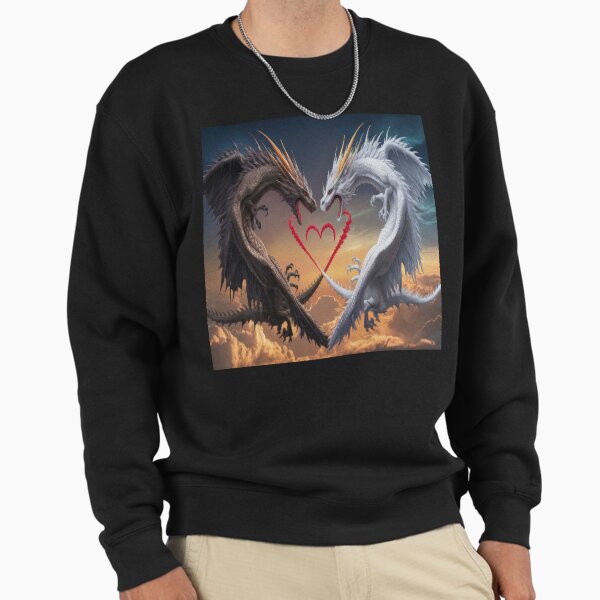 Dark and white two dragons love heart ,Legendary - Adult & Kids T-Shirts, Sweatshirts & Hoodies apparel design preview 1