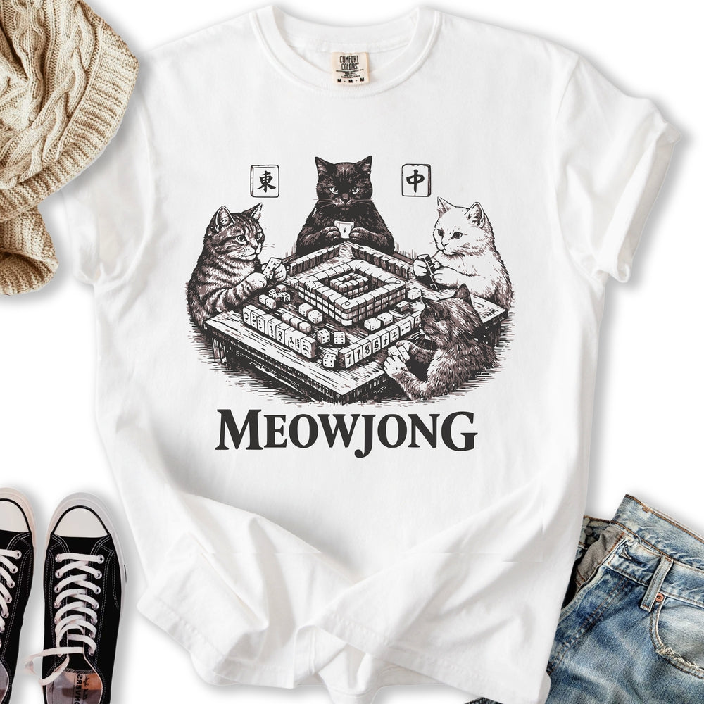 Meowjong Cat - Adult & Kids T-Shirts, Sweatshirts & Hoodies apparel design preview 2