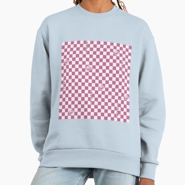 Retro Floral Checkerboard Pattern Pastel Magenta - Adult & Kids T-Shirts, Sweatshirts & Hoodies apparel design preview 1