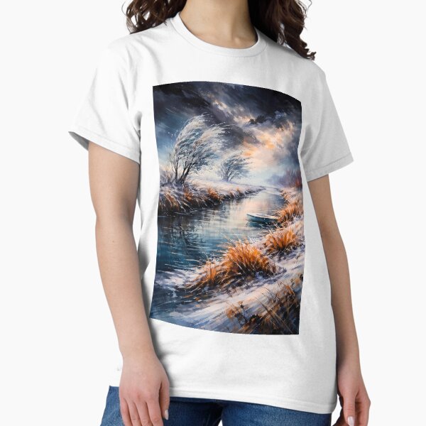 Winter River Serenity - Adult & Kids T-Shirts, Sweatshirts & Hoodies apparel design preview 1