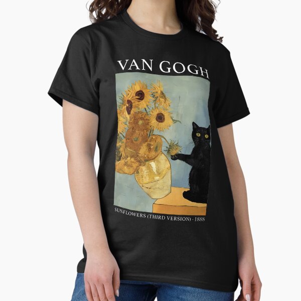 Van Gogh Black Cat With Sunflowers Funny - Adult & Kids T-Shirts, Sweatshirts & Hoodies apparel design preview 1