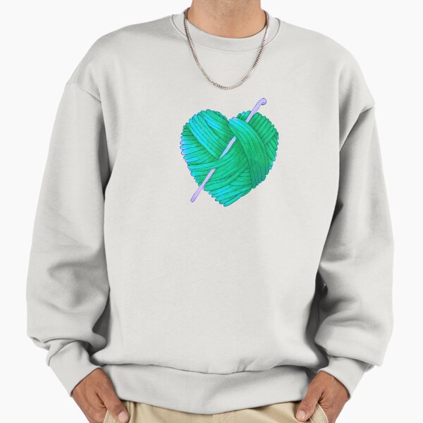 Cute Heart Ball of Yarn and Crochet Hook in Teal - Adult & Kids T-Shirts, Sweatshirts & Hoodies apparel design preview 1
