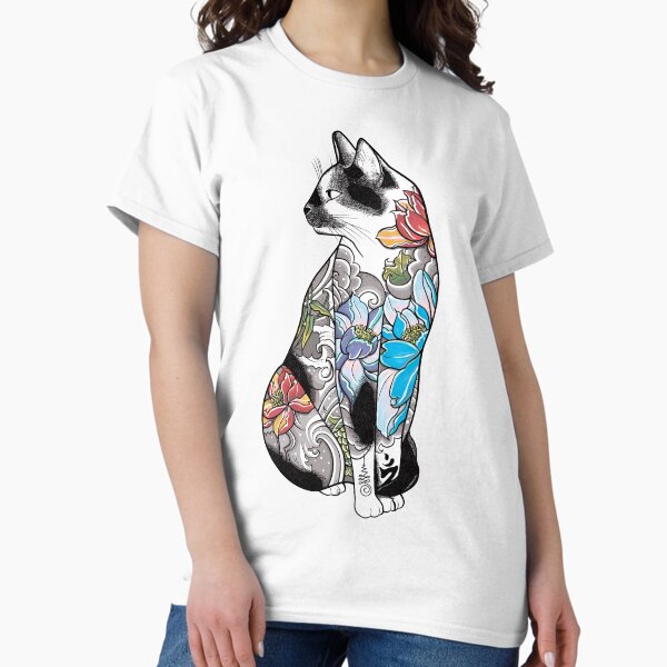 Cat in Lotus Tattoo - Adult & Kids T-Shirts, Sweatshirts & Hoodies apparel design preview 1