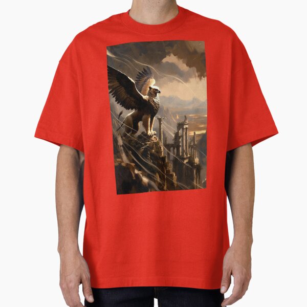 Golden Mythic Griffin on the Cliff - Adult & Kids T-Shirts, Sweatshirts & Hoodies apparel design preview 1