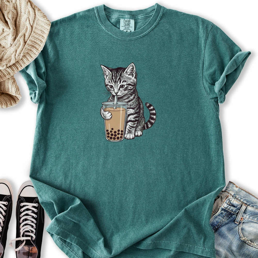 Kitten with Boba Tea - Adult & Kids T-Shirts, Sweatshirts & Hoodies apparel design preview 2