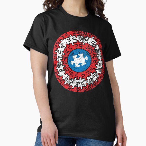 Captain Autism Heroic Puzzle Shield - Adult & Kids T-Shirts, Sweatshirts & Hoodies apparel design preview 1