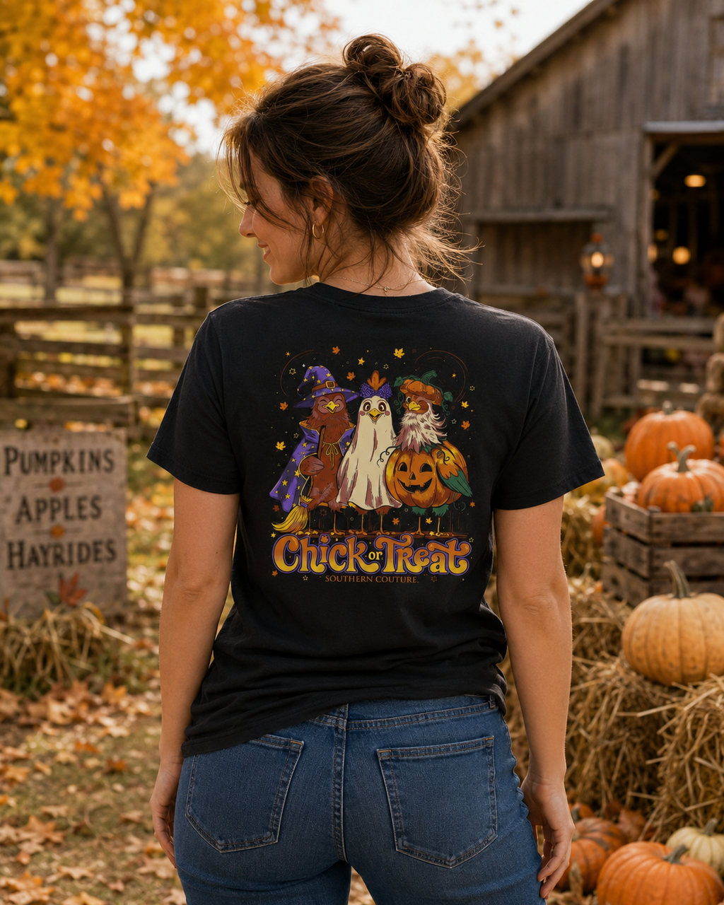 Southern Couture Classic Chick Or Treat Fall - Adult & Kids T-Shirts, Sweatshirts & Hoodies apparel design preview 1