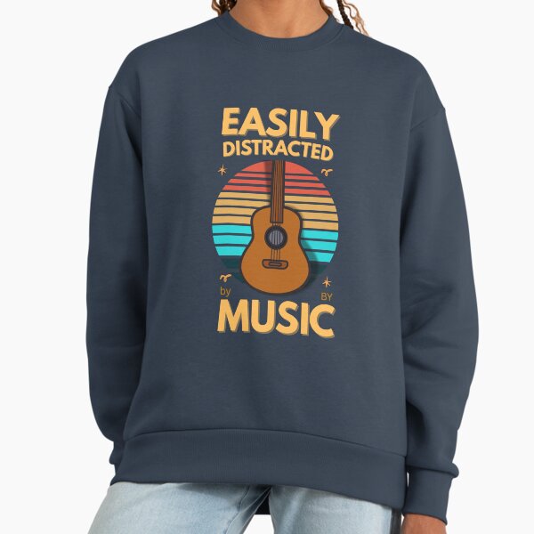 Easily Distracted by Music Vinatge Sunset Guitar - Adult & Kids T-Shirts, Sweatshirts & Hoodies apparel design preview 1