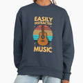 Easily Distracted by Music Vinatge Sunset Guitar - Adult & Kids T-Shirts, Sweatshirts & Hoodies apparel design preview 1