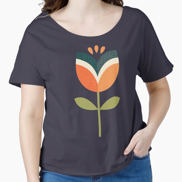 Retro Tulip Orange and Olive Green Relaxed Fit - Adult & Kids T-Shirts, Sweatshirts & Hoodies apparel design preview 1