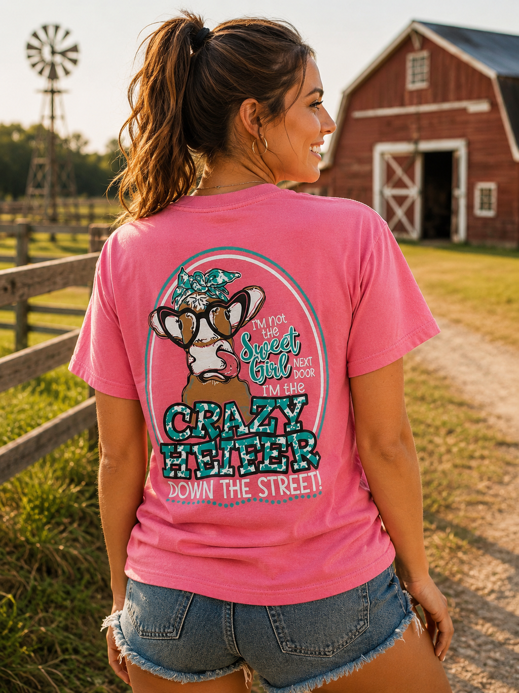 Southern Chics Crazy Heifer Cow Comfort Colors - Adult & Kids T-Shirts, Sweatshirts & Hoodies apparel design preview 1