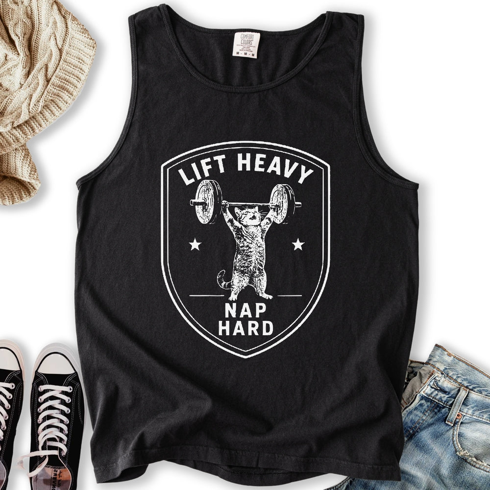 Lift Heavy Nap Hard Tank - Adult & Kids T-Shirts, Sweatshirts & Hoodies apparel design preview 2