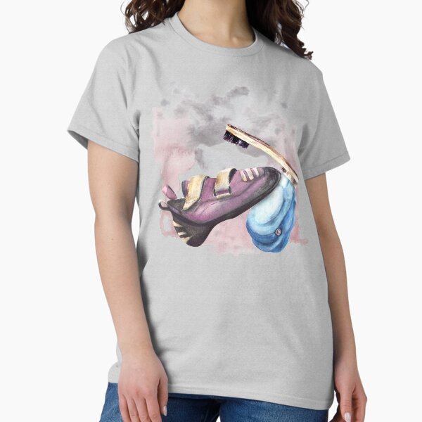 Climbing equipment. Shoes, brush, rock holder. - Adult & Kids T-Shirts, Sweatshirts & Hoodies apparel design preview 1