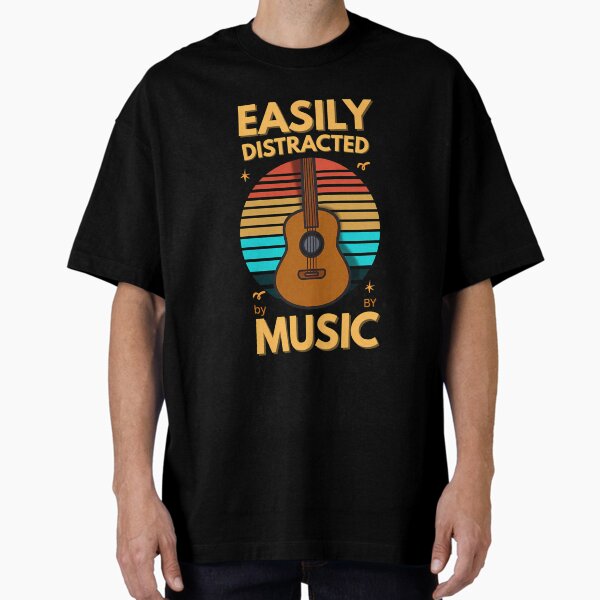 Easily distracted by music vinatge sunset guitar - Adult & Kids T-Shirts, Sweatshirts & Hoodies apparel design preview 1