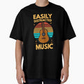 Easily distracted by music vinatge sunset guitar - Adult & Kids T-Shirts, Sweatshirts & Hoodies apparel design preview 1