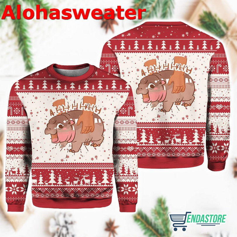 Baby Hippo Moo Deng Ugly Christmas Sweater product image 3