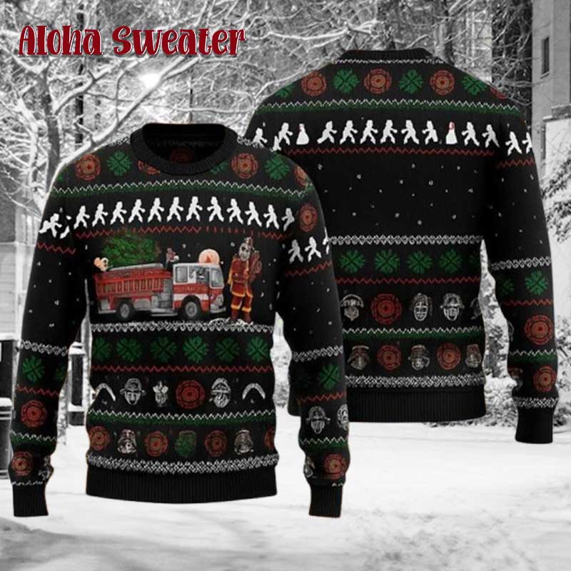 Christmas Firefighter Fire Department Ugly Christmas Sweater product image 5