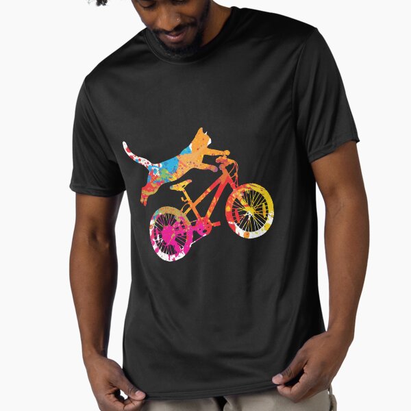 Cat Riding A Bicycle Colorful Abstract Design Active - Adult & Kids T-Shirts, Sweatshirts & Hoodies apparel design preview 1