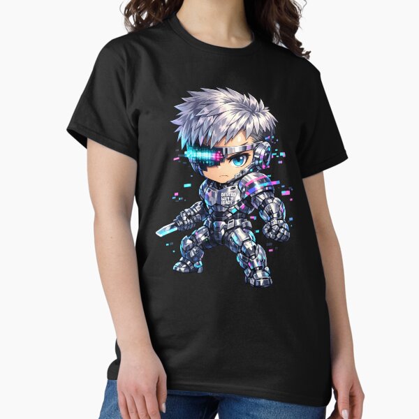 Cyber Chibi Soldier Glitch Armor Sci-Fi Warrior - Adult & Kids T-Shirts, Sweatshirts & Hoodies apparel design preview 1