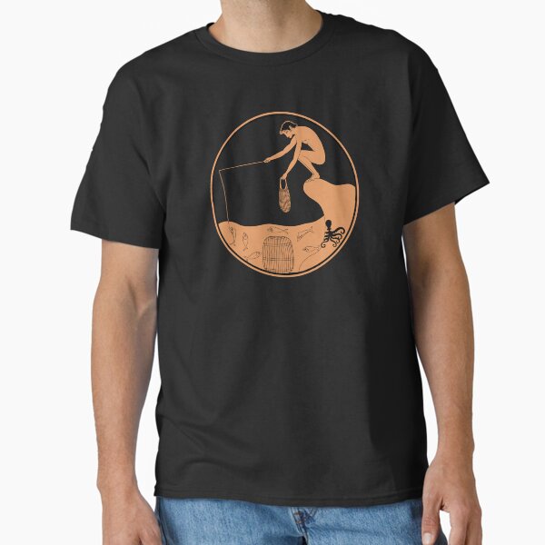 An octopus hiding from a fisherman Ancient Greek - Adult & Kids T-Shirts, Sweatshirts & Hoodies apparel design preview 1