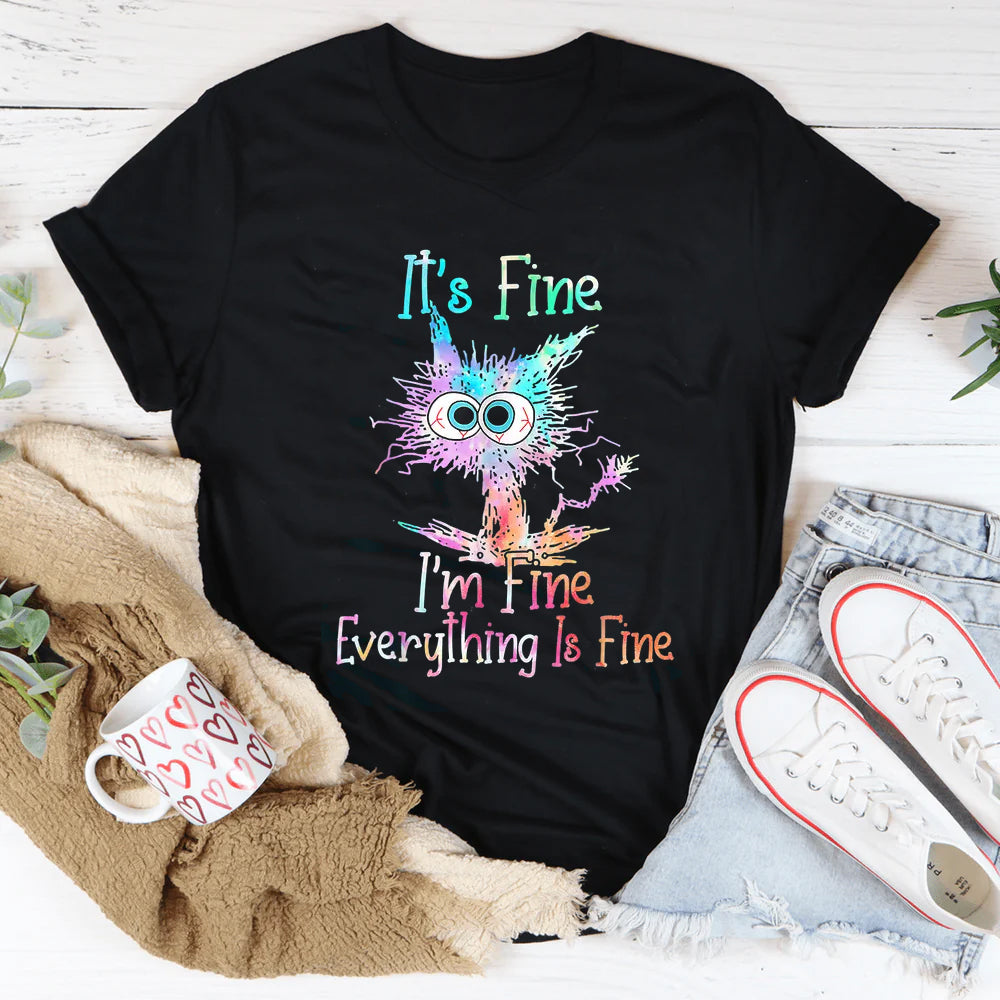 It's Fine I'm Everything Is Cat Print Women Slogan - Adult & Kids T-Shirts, Sweatshirts & Hoodies apparel design preview 1