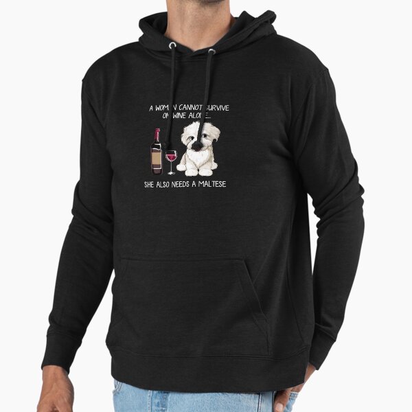 Maltese and wine Funny dog - Adult & Kids T-Shirts, Sweatshirts & Hoodies apparel design preview 1