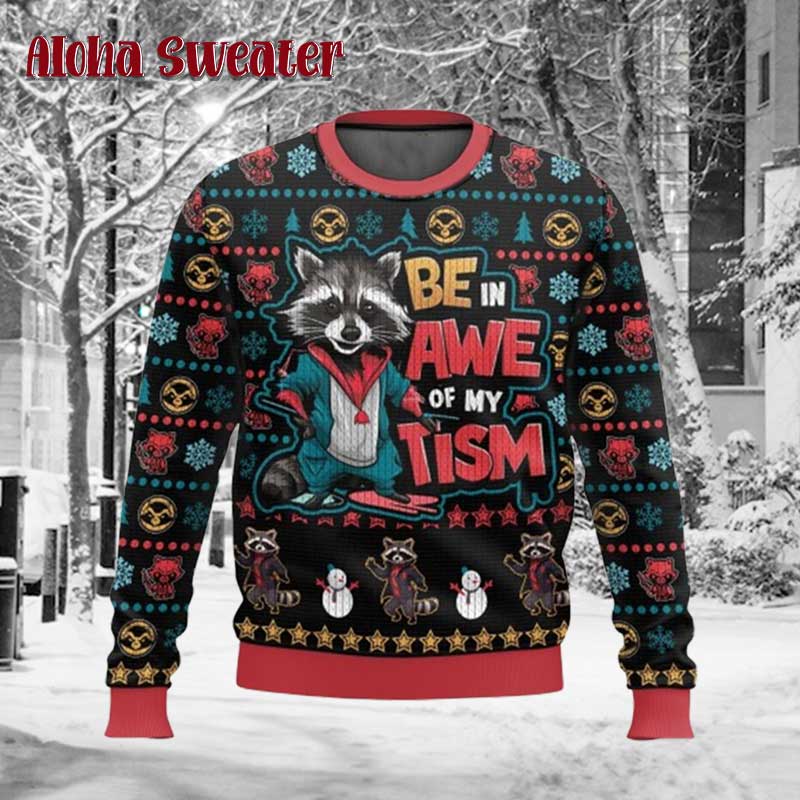 Racoon Funny Trashing Snow Ugly Christmas Sweater product image 3