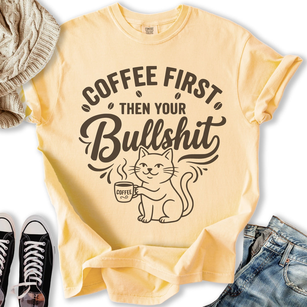 Coffee First Cat - Adult & Kids T-Shirts, Sweatshirts & Hoodies apparel design preview 1
