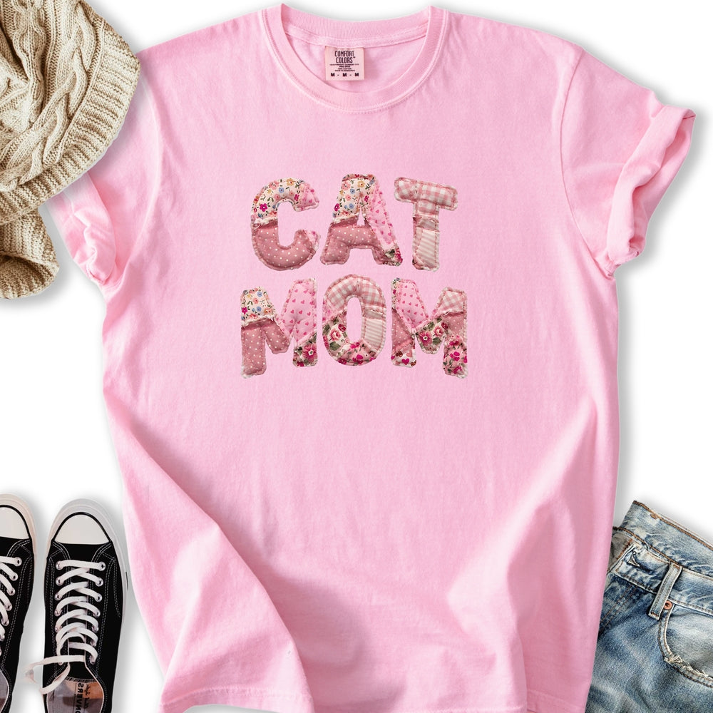 Pink Faux Patchwork Cat - Adult & Kids T-Shirts, Sweatshirts & Hoodies apparel design preview 1