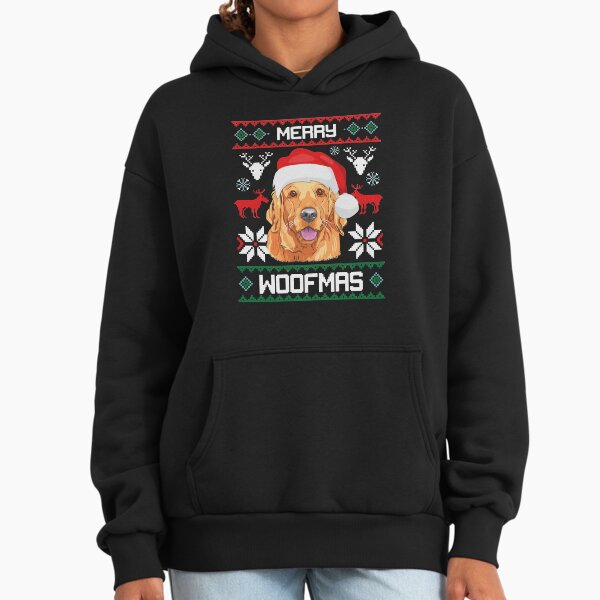Golden Retriever Merry Woofmas Christmas Goldie Dog - Adult & Kids T-Shirts, Sweatshirts & Hoodies apparel design preview 1