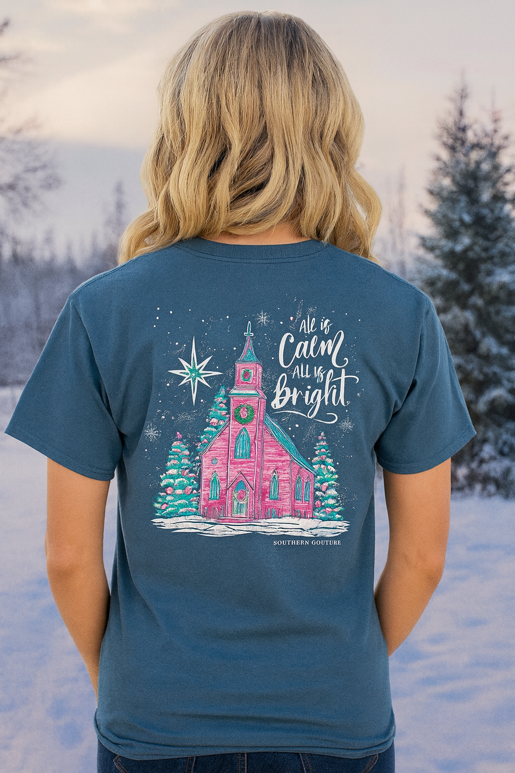Southern Couture Classic All Is Calm Holiday - Adult & Kids T-Shirts, Sweatshirts & Hoodies apparel design preview 1