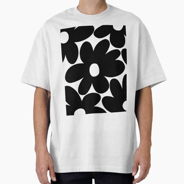Retro Daisy Flowers in Black White #1 #floral - Adult & Kids T-Shirts, Sweatshirts & Hoodies apparel design preview 1