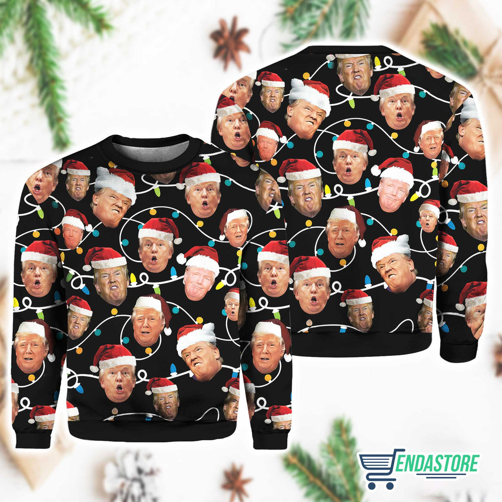 Black-Funny Trump Face 2024 Ugly Sweater product image