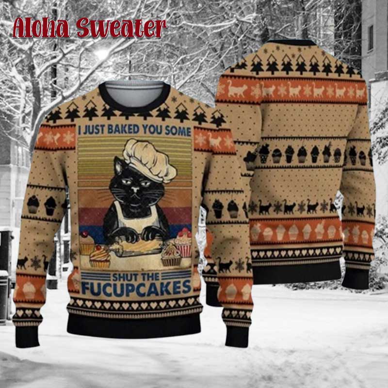 Cat Santa Riding T-Rex Ugly Christmas Sweater product image 5