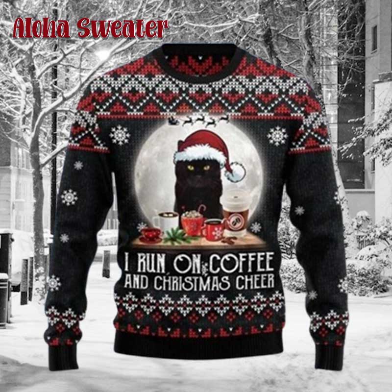 Cat Santa Riding T-Rex Ugly Christmas Sweater product image 3