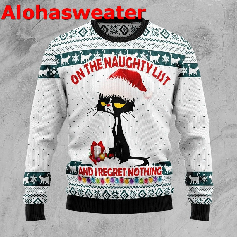 Black Cat Meowy Christmas Tree Ugly Christmas Sweater product image 2
