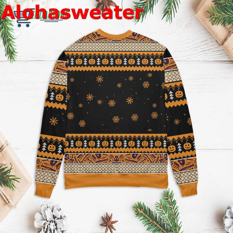 Black cat what murderous with knife Christmas sweater product image 2