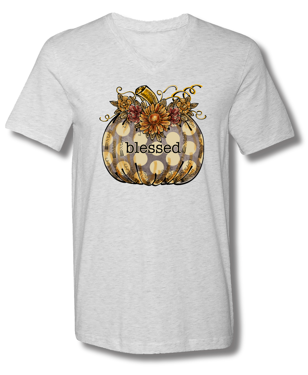 SALE Sassy Frass Blessed Pumpkin V-Neck Canvas Girlie - Adult & Kids T-Shirts, Sweatshirts & Hoodies apparel design preview 2
